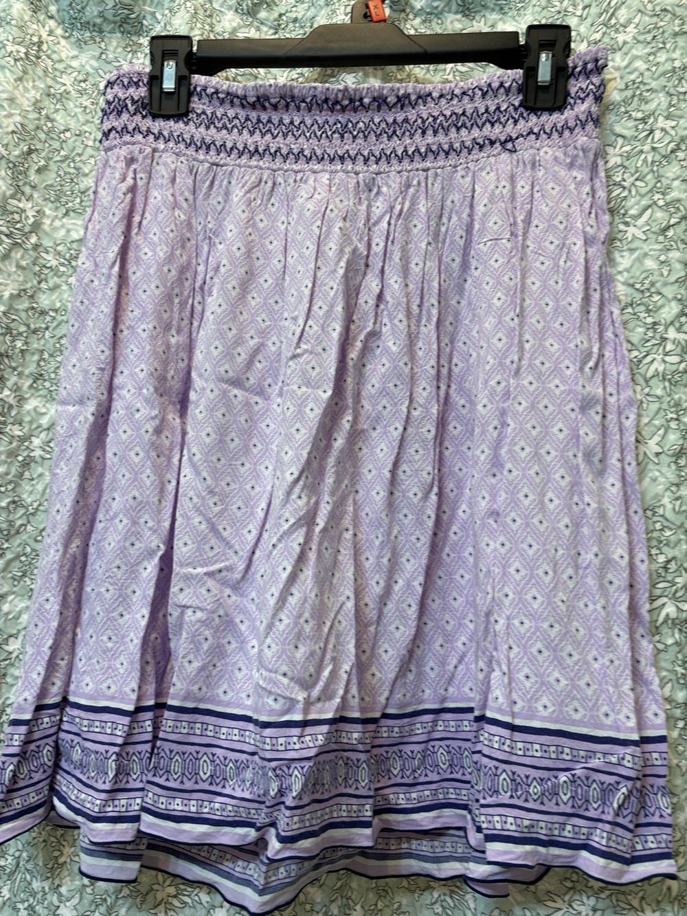 Old Navy - vintage- size medium Lavender Printed Smocked-Waist Midi Skirt